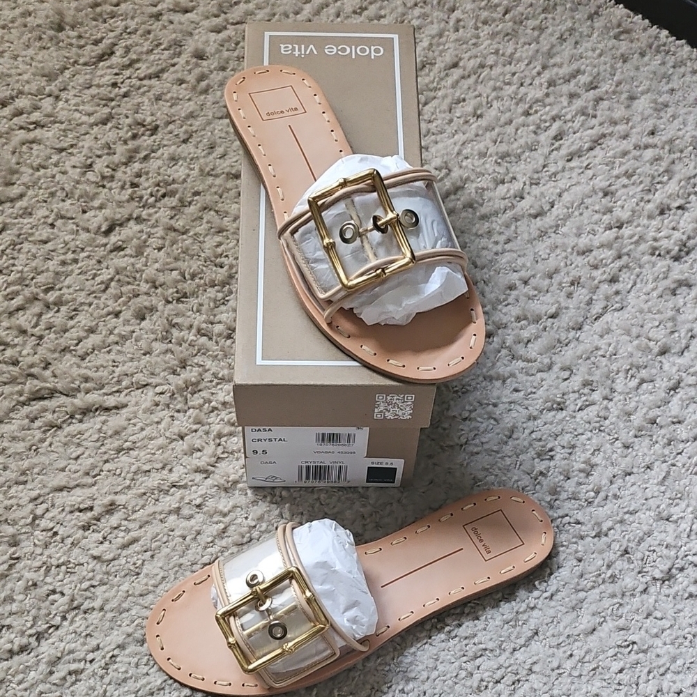 Dolce Vita Dasa Crystal Vachetta Slides 9.5 NIB
